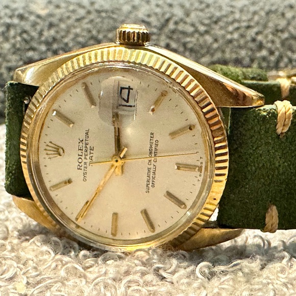 Rolex Oyster Perpetual Date 1503 Men Solid 14K Yellow Gold Watch White Dial. - Picture 13 of 15
